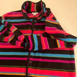 Talbots Polar Fleece Multicolor Striped Jacket.